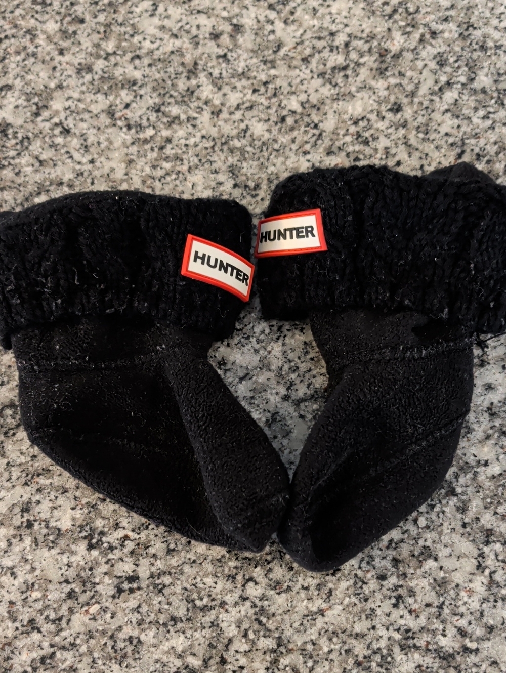 Hunter Black Fleece Boot Liners with Red-Trim Logo